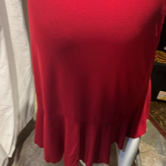 Red maxi skirt dressy polyester contrast hemline NWT by modes crystal - Picture 5 of 8